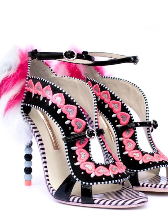 Sophia Webster Shoes - Sophia Webster Black & Pink Heart-Appliqué T-Strap Sandals